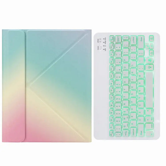 H-102S Monochrome Backlight Bluetooth Keyboard Leather Case with Rear Three-fold Holder For iPad 10.2 2020 & 2019 / Pro