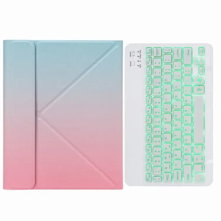H-102S Monochrome Backlight Bluetooth Keyboard Leather Case with Rear Three-fold Holder For iPad 10.2 2020 & 2019 / Pro