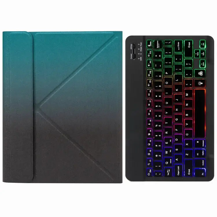 H-102S3 Tri-color Backlight Bluetooth Keyboard Leather Case with Rear Three-fold Holder For iPad 10.2 2020 & 2019 / Pro