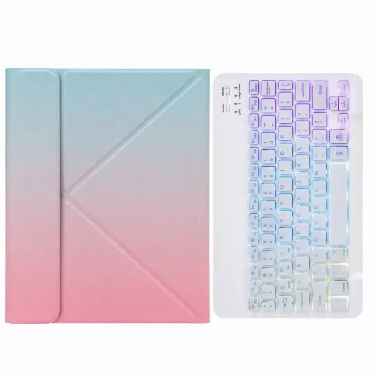 H-102S3 Tri-color Backlight Bluetooth Keyboard Leather Case with Rear Three-fold Holder For iPad 10.2 2020 & 2019 / Pro