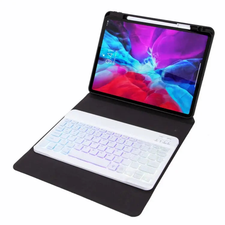 H-102S3 Tri-color Backlight Bluetooth Keyboard Leather Case with Rear Three-fold Holder For iPad 10.2 2020 & 2019 / Pro