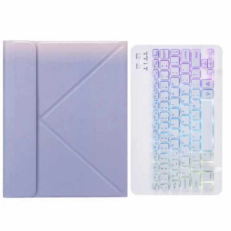H-102S3 Tri-color Backlight Bluetooth Keyboard Leather Case with Rear Three-fold Holder For iPad 10.2 2020 & 2019 / Pro