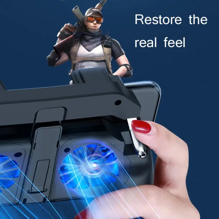 H10 4 in 1 Dual Fan Cooling Gamepad Game Auxiliary Button Grip with Stand & Power Bank Function Plug-in - Plug-in
