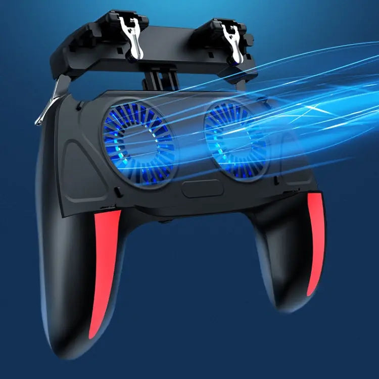 H10 4 in 1 Dual Fan Cooling Gamepad Game Auxiliary Button Grip with Stand & Power Bank Function Plug-in - Plug-in