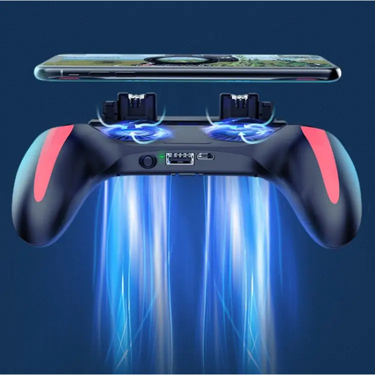 H10 4 in 1 Dual Fan Cooling Gamepad Game Auxiliary Button Grip with Stand & Power Bank Function Plug-in - Plug-in