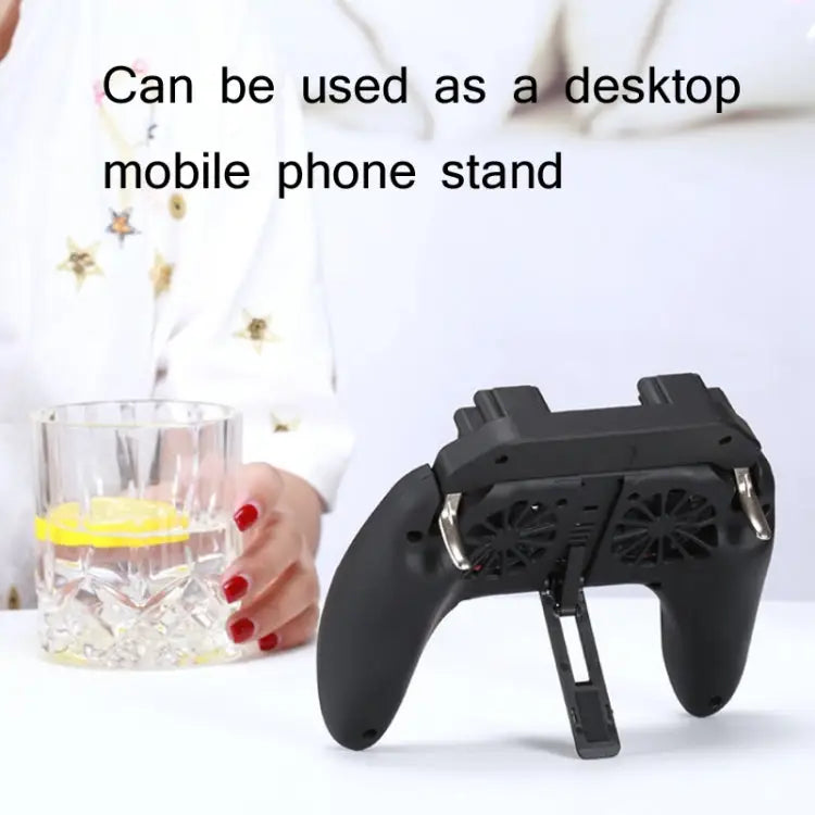 H10 4 in 1 Dual Fan Cooling Gamepad Game Auxiliary Button Grip with Stand & Power Bank Function Plug-in - Plug-in