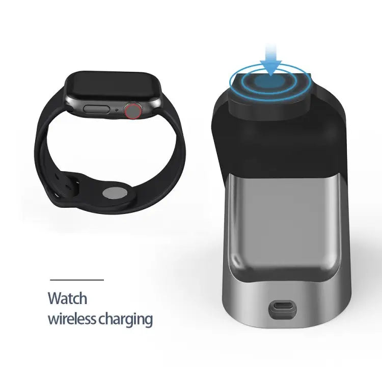 H18 3 in 1 Quick Wireless Charger for iPhone Apple Watch AirPods and other Android Smart Phones - Black