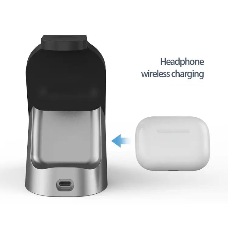 H18 3 in 1 Quick Wireless Charger for iPhone Apple Watch AirPods and other Android Smart Phones - Black