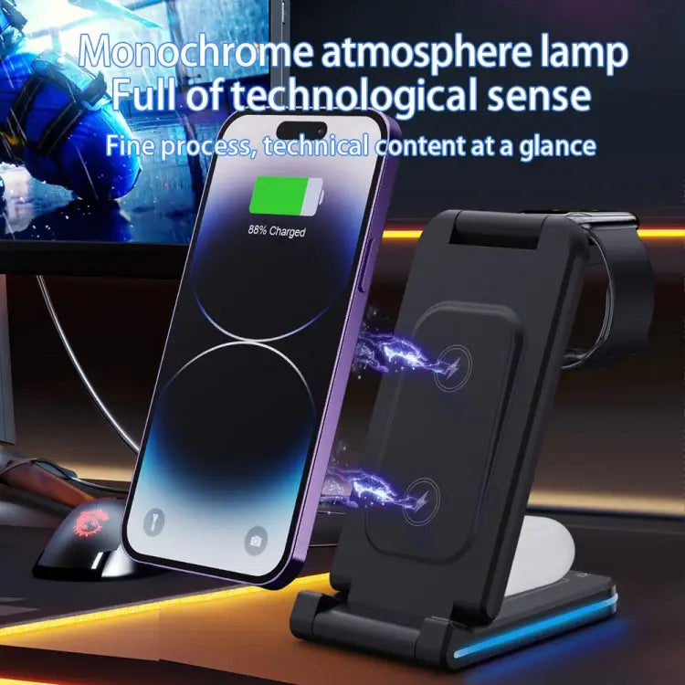 H28 15W 5 in 1 Folding Multifunctional Wireless Charger H28 - H28 / Black - Apple Accessories