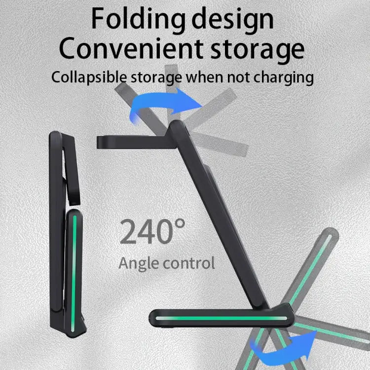 H28 15W 5 in 1 Folding Multifunctional Wireless Charger H28 - H28 / Black - Apple Accessories