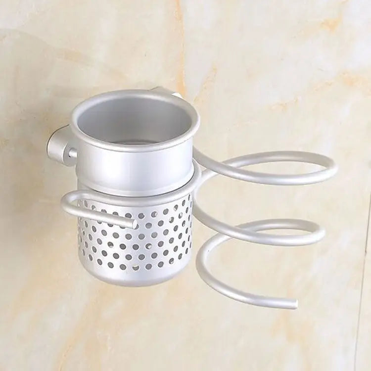 Hair Dryer Holder Wall Mount Hanging Rack Organizer Hook Spiral Bathroom Bracket With Mesh Holder - With Mesh Holder