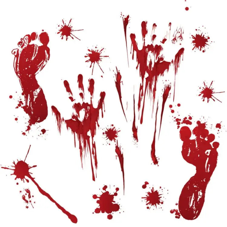 Halloween Decorations PVC Creative Blood Handprints and Footprints Wall Stickers Window Stickers Random Style Delivery