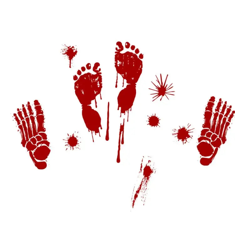 Halloween Decorations PVC Creative Blood Handprints and Footprints Wall Stickers Window Stickers Random Style Delivery