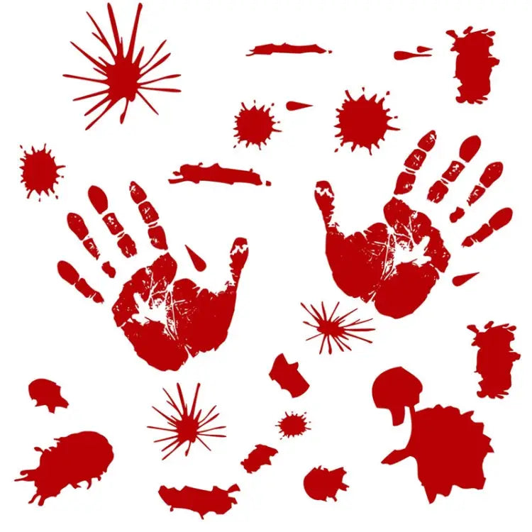 Halloween Decorations PVC Creative Blood Handprints and Footprints Wall Stickers Window Stickers Random Style Delivery