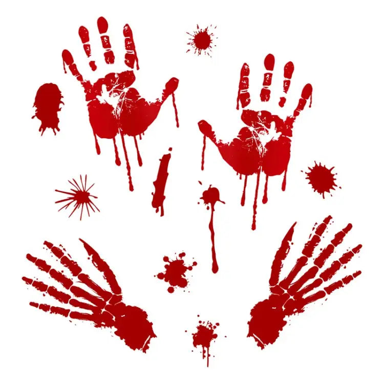 Halloween Decorations PVC Creative Blood Handprints and Footprints Wall Stickers Window Stickers Random Style Delivery