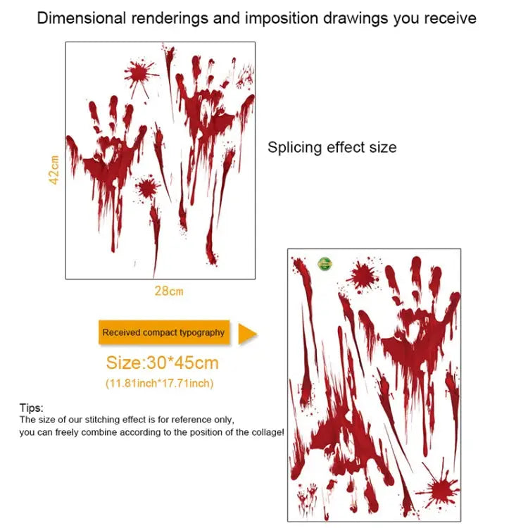 Halloween Decorations PVC Creative Blood Handprints and Footprints Wall Stickers Window Stickers Random Style Delivery