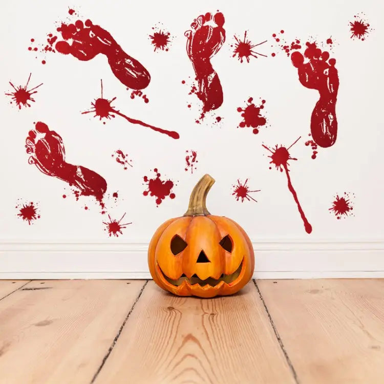 Halloween Decorations PVC Creative Blood Handprints and Footprints Wall Stickers Window Stickers Random Style Delivery