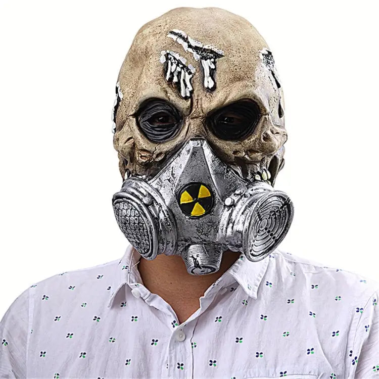 Halloween Festival Party Latex Biochemical Gas Mask Skeleton Frightened Mask Headgear Biochemical Gas - Biochemical Gas