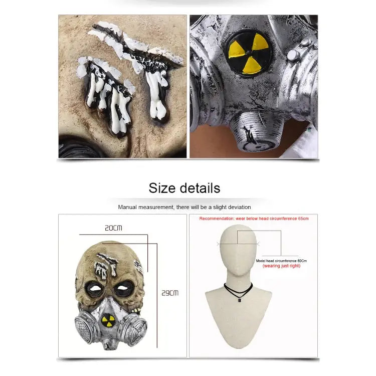Halloween Festival Party Latex Biochemical Gas Mask Skeleton Frightened Mask Headgear Biochemical Gas - Biochemical Gas
