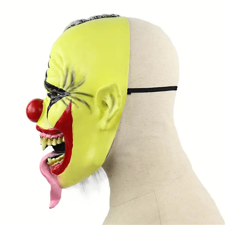 Halloween Festival Party Latex Green Face Clown Frightened Mask with Hair Green Face Clown - Green Face Clown