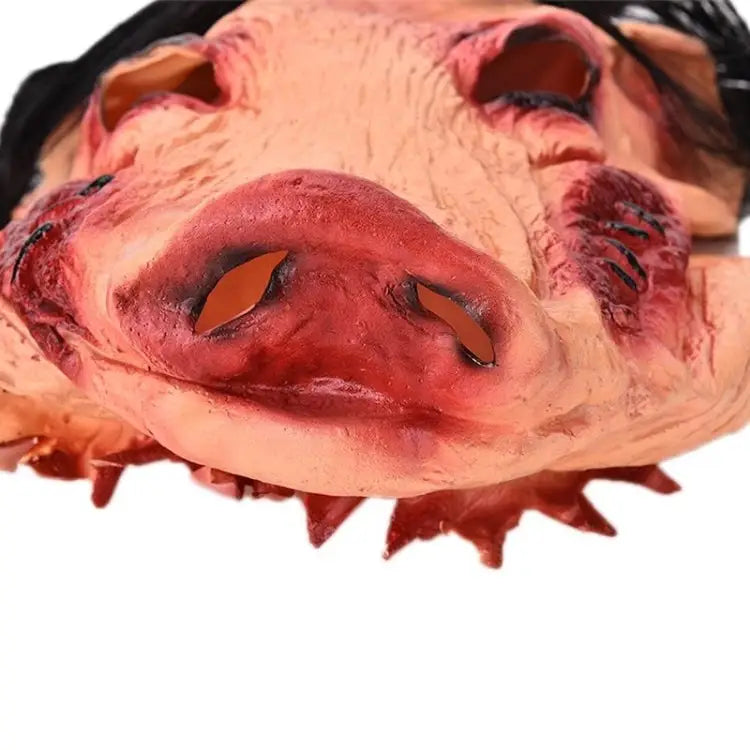 Halloween Mask Latex Pig Head Cap Halloween Festival Party Fancy Pig Face Masquerade Masks with Hair Pig Head - Pig Head