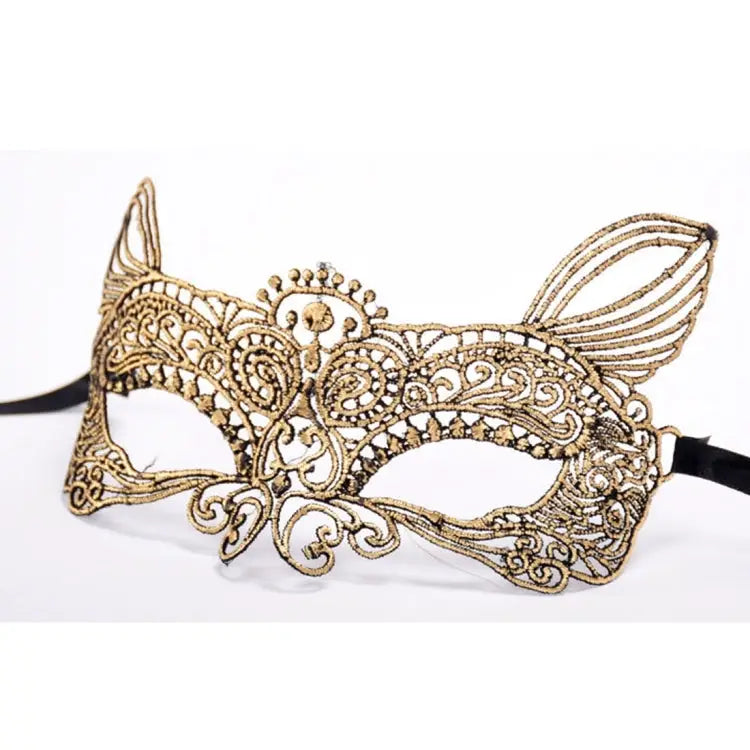Halloween Masquerade Party Dance Sexy Lady Bronzing Lace Cat King Mask Bronzing Cat King - Bronzing Cat King / Gold