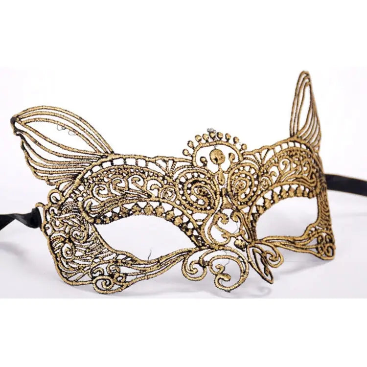 Halloween Masquerade Party Dance Sexy Lady Bronzing Lace Cat King Mask Bronzing Cat King - Bronzing Cat King / Gold