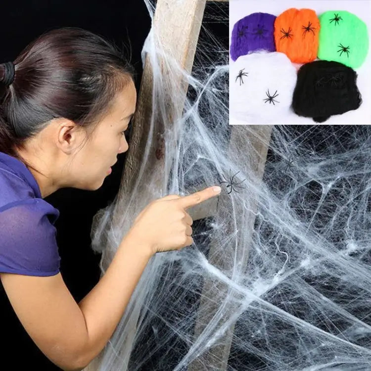 Halloween Props Cotton Yarn Spider Webs Random Color Delivery Spider - Spider