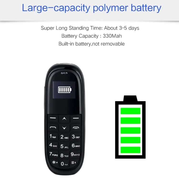 Hands Free Bluetooth Dialer Headphone MTK6261DA Anti-Lost Single SIM Network: 2G - Black