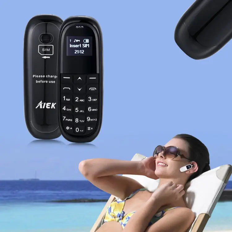 Hands Free Bluetooth Dialer Headphone MTK6261DA Anti-Lost Single SIM Network: 2G - Black