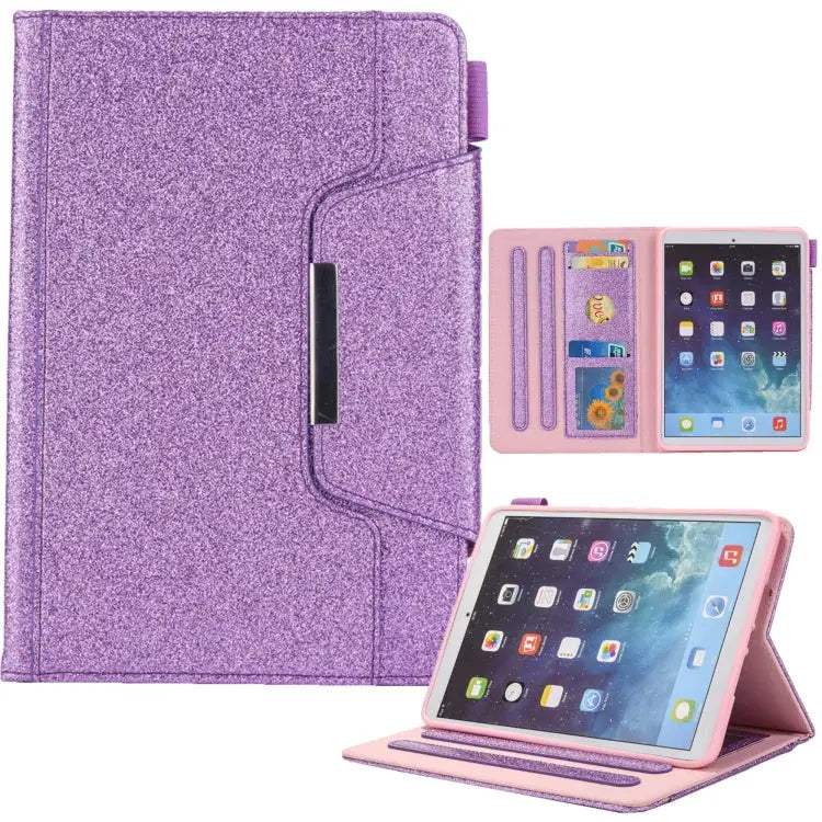 Hardware Buckle Smart Leather Tablet Case - For iPad mini 6 / mini 2024 / Glitter Purple - Apple Accessories