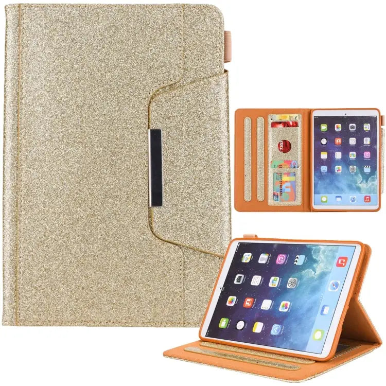 Hardware Buckle Smart Leather Tablet Case - For iPad mini 6 / mini 2024 / Glitter Gold - Apple Accessories