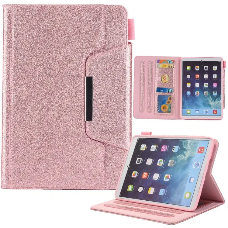 Hardware Buckle Smart Leather Tablet Case - For iPad mini 6 / mini 2024 / Glitter Rose Gold - Apple Accessories