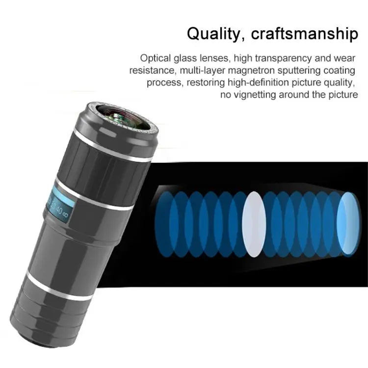 HAUTIK HK-002 5 in 1 180 Degree Fisheye Lens + 0.65X Macro & Wide Lens + 12X Telephoto Lens + Star Line Lens Kits