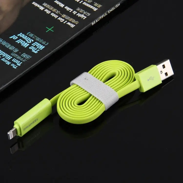 HAWEEL 1m 2 in 1 Micro USB & 8 Pin to USB Data Sync Charge Cable - 2 in 1 Cable in two connectors / Green