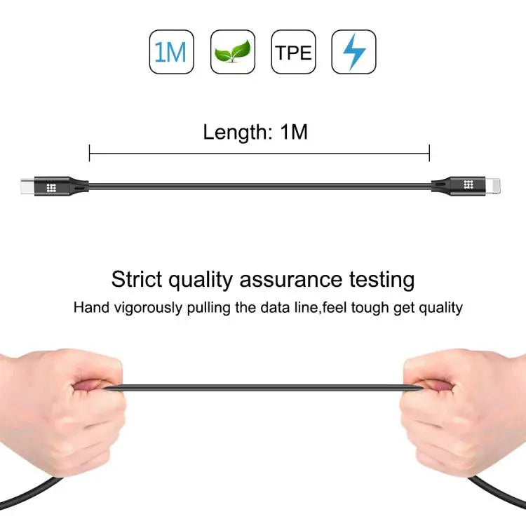 HAWEEL 1m USB-C / Type-C to 8 Pin OTG Sync Data / Charging Cable