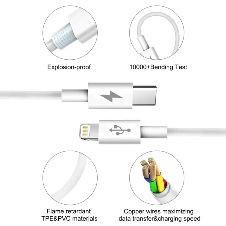 HAWEEL 25W 3A USB-C / Type-C to 8 Pin PD Fast Charging Cable for iPhone iPad Cable Length: 2m - Type-C to 8 Pin 2m