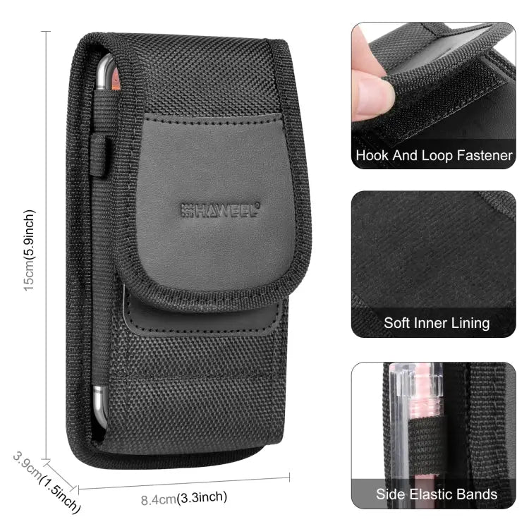 HAWEEL 4.7 inch Nylon Cloth Phone Belt Clip Carrying Pouch with Card Slot Vertical 4.7 inch - Vertical 4.7 inch