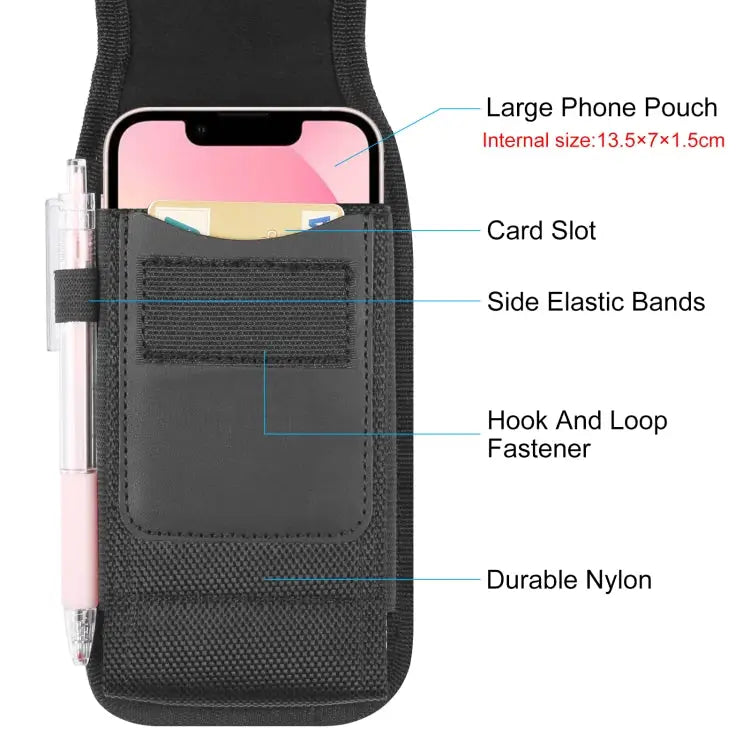 HAWEEL 4.7 inch Nylon Cloth Phone Belt Clip Carrying Pouch with Card Slot Vertical 4.7 inch - Vertical 4.7 inch