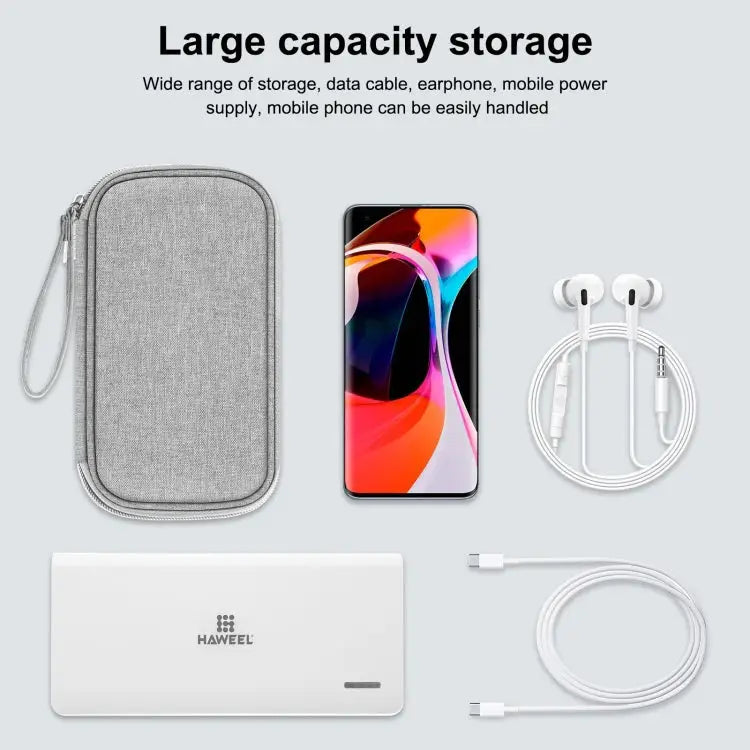 HAWEEL Electronic Organizer Storage Bag for Cellphones Power Bank Cables Mouse Earphones - Digital Organizer / Grey