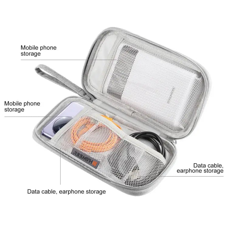 HAWEEL Electronic Organizer Storage Bag for Cellphones Power Bank Cables Mouse Earphones - Digital Organizer / Grey