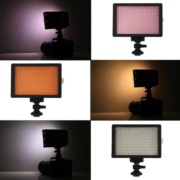 HD-160 White Light LED Video Light on-Camera Photography Lighting Fill Light for Canon Nikon DSLR Camera with 3 Filter
