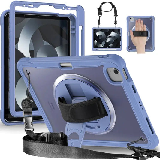 Heavy Duty Hybrid Tablet Case with Hand Grip & Strap For iPad Air 2022 10.9 / Pro 11 2022 For iPad 10th Gen 10.9 2022