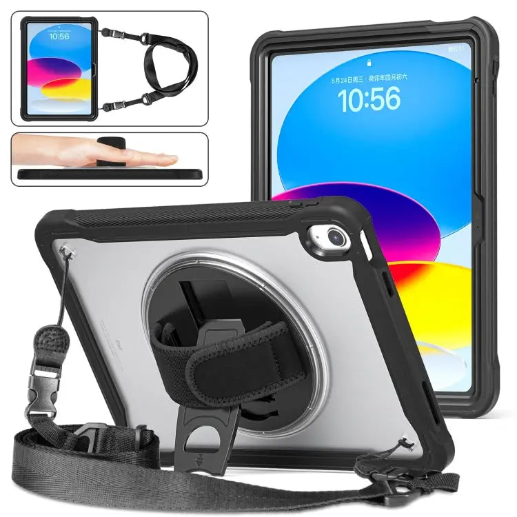 Heavy Duty Hybrid Tablet Case with Hand Grip & Strap For iPad Air 2022 10.9 / Pro 11 2022 For iPad 10th Gen 10.9 2022