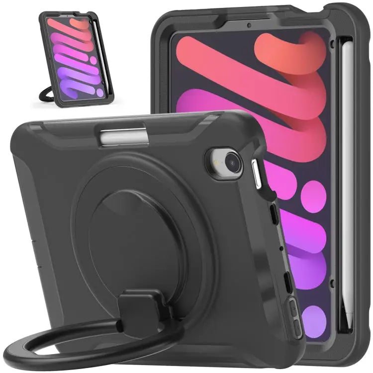 Heavy Duty TPU Hybrid PC Tablet Case with 360 Rotation Handle Grip Holder & Pen Slot For iPad mini 6 / mini 2024