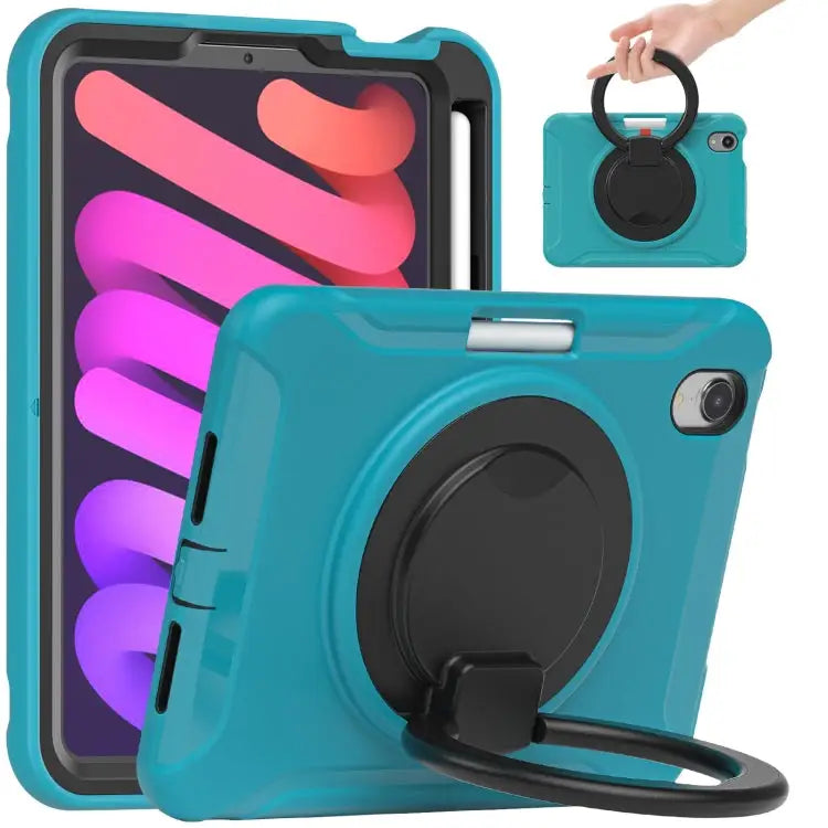 Heavy Duty TPU Hybrid PC Tablet Case with 360 Rotation Handle Grip Holder & Pen Slot For iPad mini 6 / mini 2024