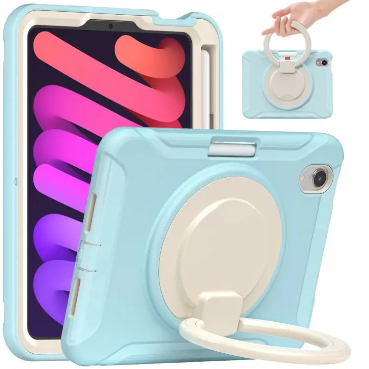 Heavy Duty TPU Hybrid PC Tablet Case with 360 Rotation Handle Grip Holder & Pen Slot For iPad mini 6 / mini 2024