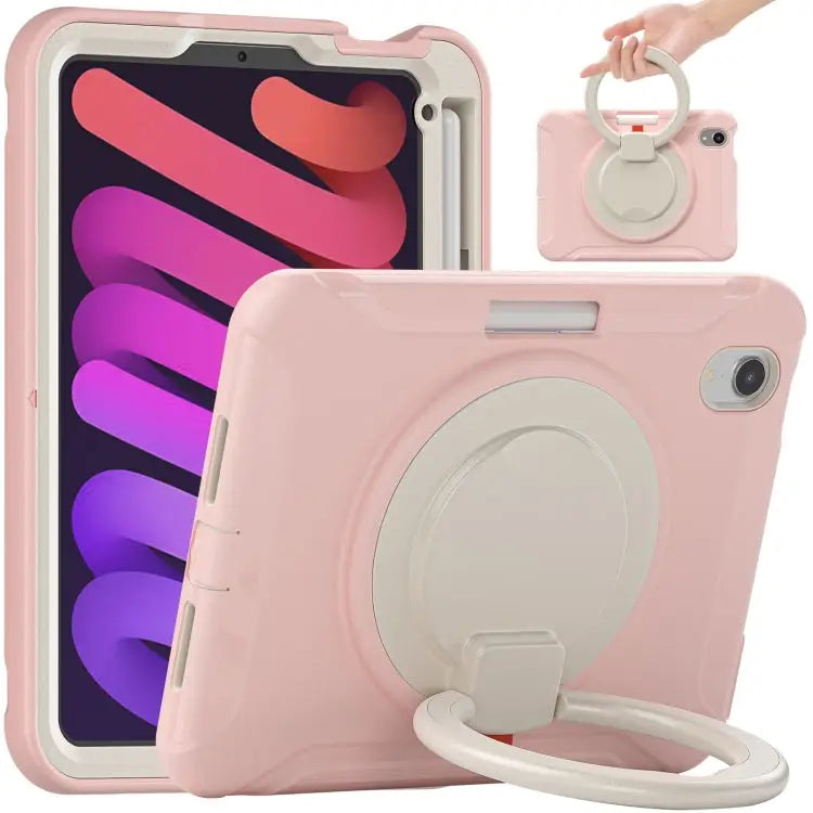 Heavy Duty TPU Hybrid PC Tablet Case with 360 Rotation Handle Grip Holder & Pen Slot For iPad mini 6 / mini 2024