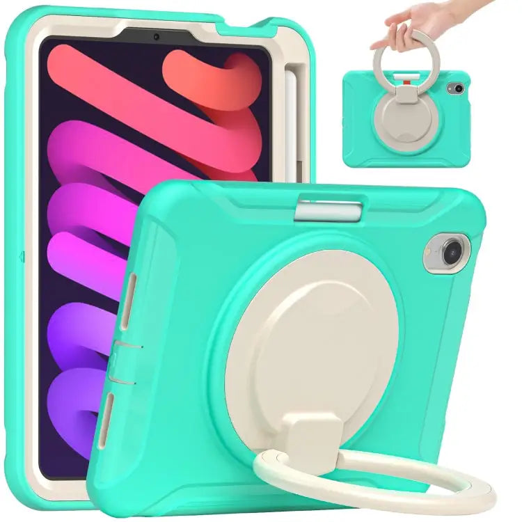 Heavy Duty TPU Hybrid PC Tablet Case with 360 Rotation Handle Grip Holder & Pen Slot For iPad mini 6 / mini 2024