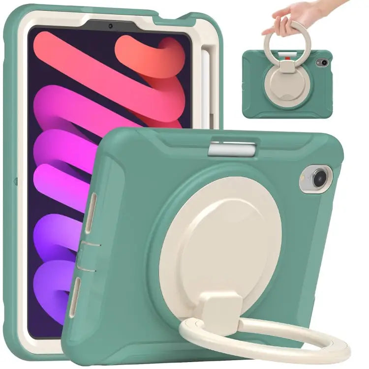 Heavy Duty TPU Hybrid PC Tablet Case with 360 Rotation Handle Grip Holder & Pen Slot For iPad mini 6 / mini 2024